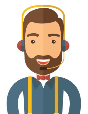 Operatör adam kulaklık.