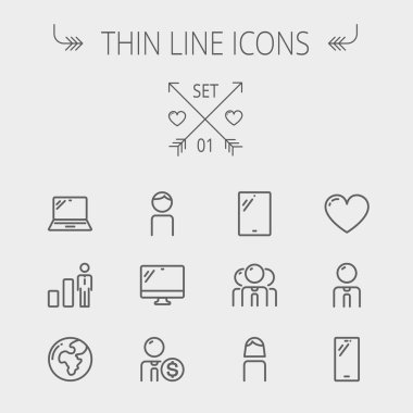 Teknoloji ince çizgi Icon set