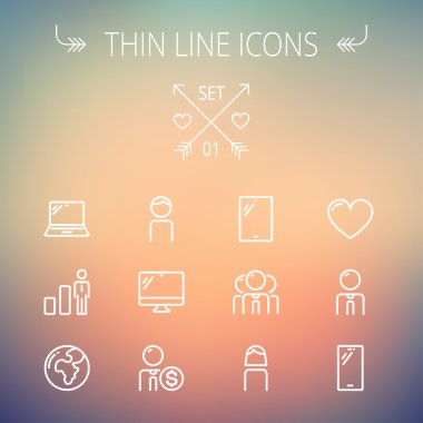 Teknoloji ince çizgi Icon set