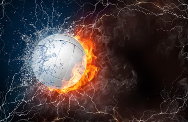 Voleybol topu ateş ve su