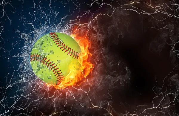 Baseball ball in fire and water — Stock Photo, Image