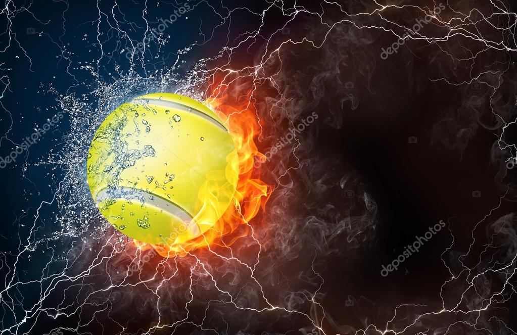 Tennis ball in fire and water Stock Photo by ©VisualGeneration 70316113