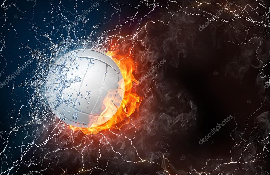Volleyball ball in fire and water Stock Photo by ©VisualGeneration 70317285