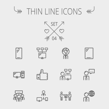 Teknoloji ince çizgi Icon set.