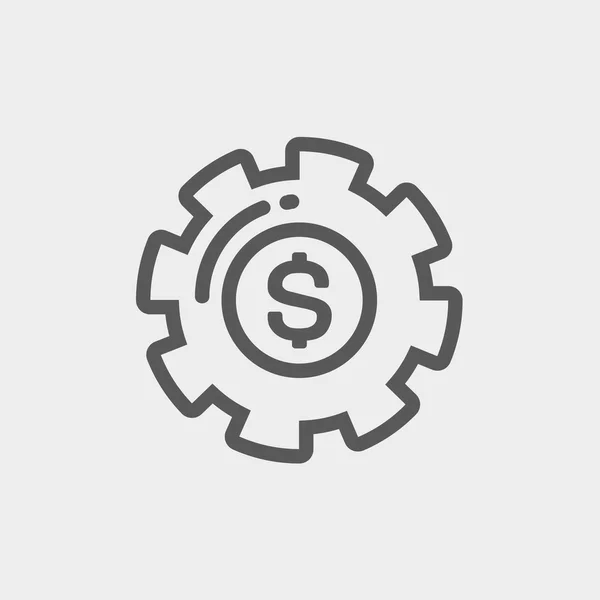 Dinero con engranaje icono de línea delgada — Vector de stock