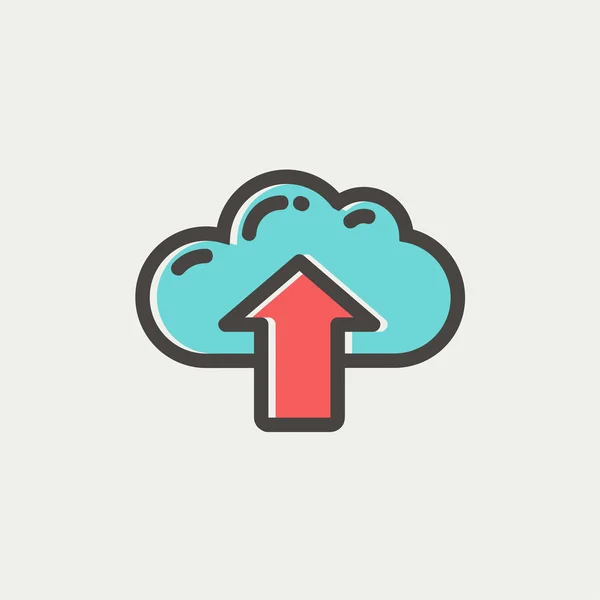 Cloud met pijl-omhoog of dunne lijn pictogram — Stockvector