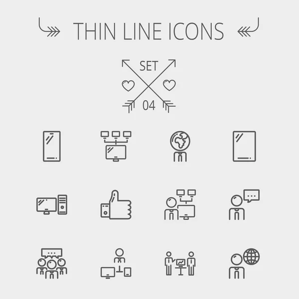 Technologie Thin Line Icon Set. — Stockvektor