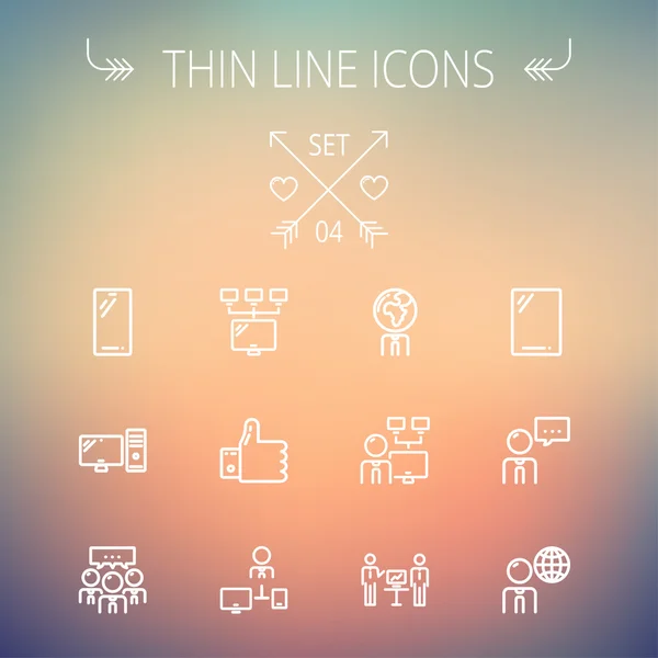 Technology thin line icon set. — Stock Vector