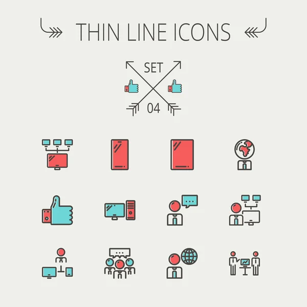 Technologie Thin Line Icon Set. — Stockvektor