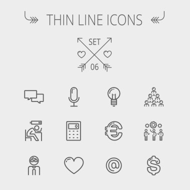 İş ince çizgi Icon set.