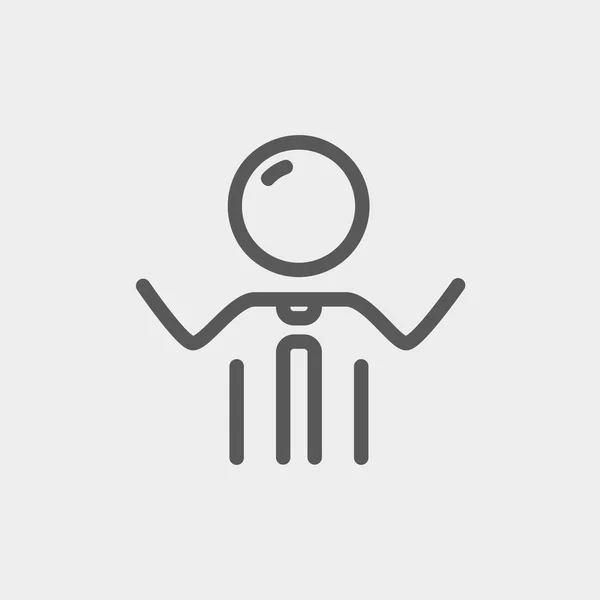 Hombre de negocios levantando sus brazos icono de línea delgada — Vector de stock