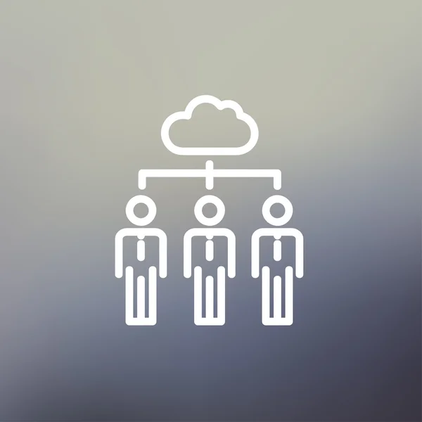 Bulut ince çizgi simgesinin altındaki üç iş adamları — Stok Vektör