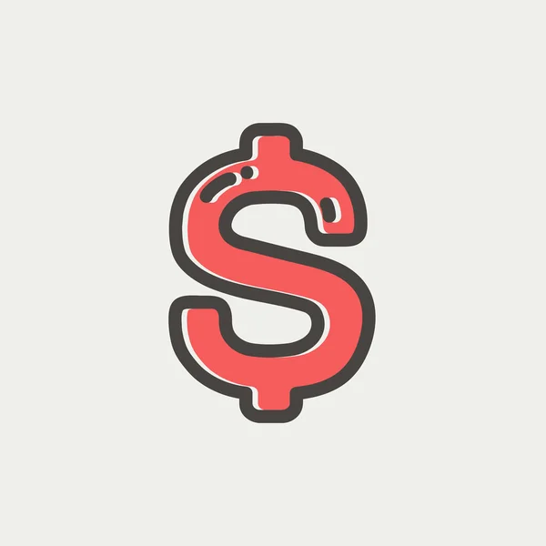Dollar symboolpictogram dunne lijn — Stockvector