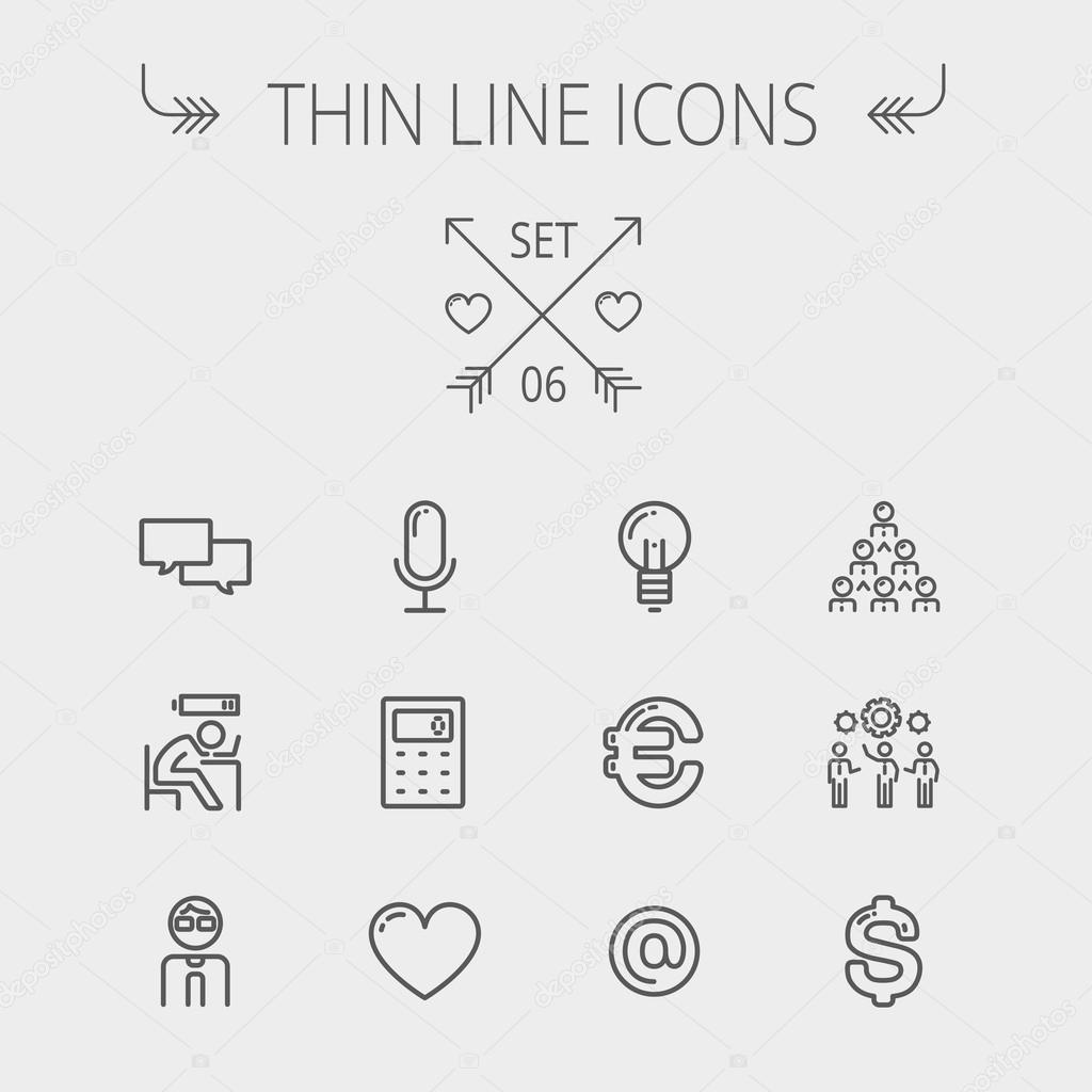 Business thin line icon set.