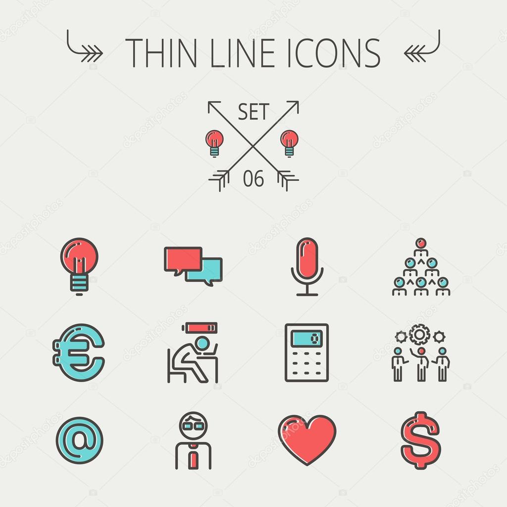 Business thin line icon set.
