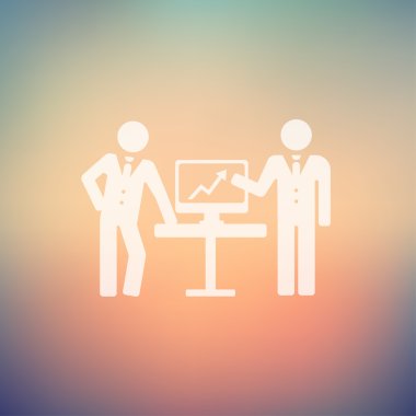 Düz stil ikonu diyagramda iki adamla