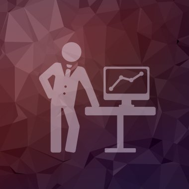 Grafik düz stil ikonu olarak açıklayan işadamı