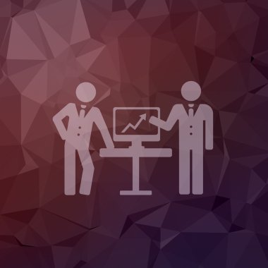 Düz stil ikonu diyagramda iki adamla