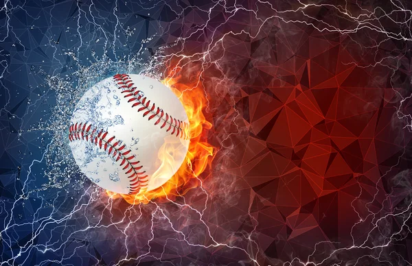 Softball ball in fire and water — Stock Photo, Image