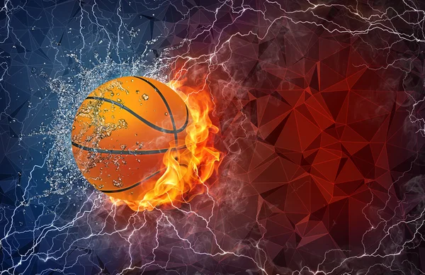 Баскетбольный мяч в огне и воде — стоковое фото