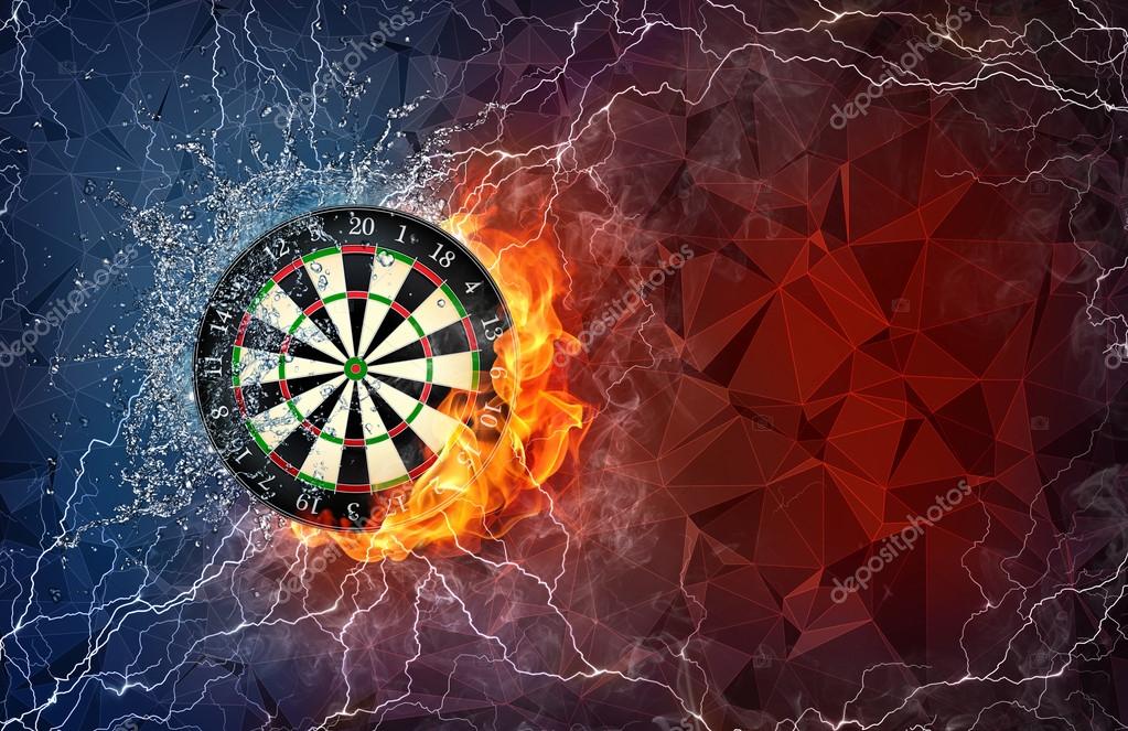 Dart board in fire and water Stock Photo by ©VisualGeneration 70694297