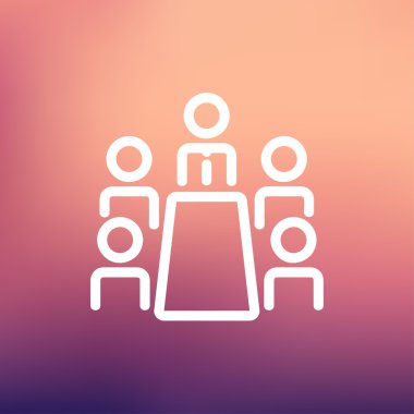 Business meeting in office thin line icon clipart
