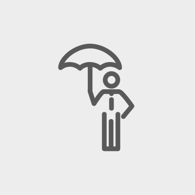 Man With Umbrella thin line icon clipart