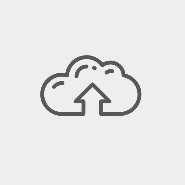 Nube subir icono de línea delgada — Vector de stock