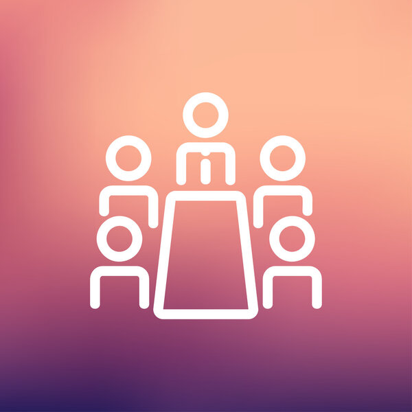 Business meeting in office thin line icon