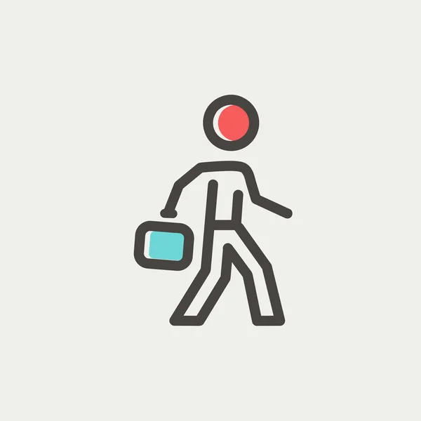 Man walking with briefcase thin line icon — Stock Vector