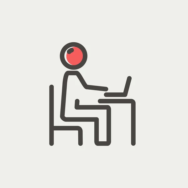 Pictogram van zakenman en laptop-dunne lijn — Stockvector