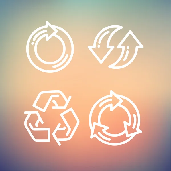 Reihe von Recycling-Pfeil dünne Linie Symbol — Stockvektor