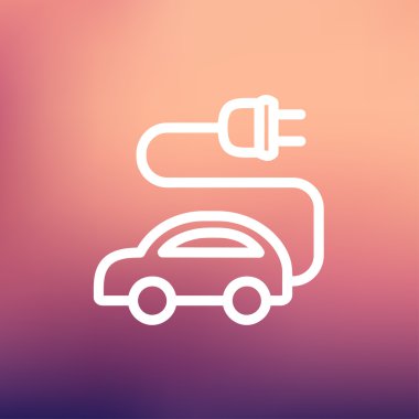 Elektrikli otomobil ince çizgi simgesi