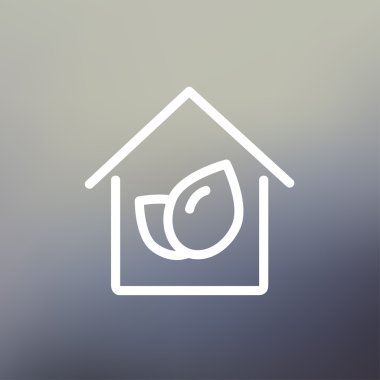 Yaprak ev ince çizgi simgesi