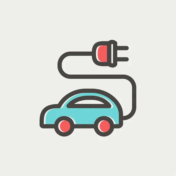 Icono de línea delgada coche eléctrico — Vector de stock