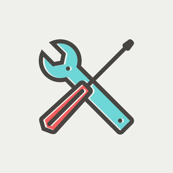Screw driver and wrench tools thin line icon — Stock Illustration Screw driver and wrench tools thin line icon Stock Illustration