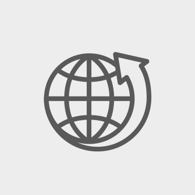 Dünya tasarım ince çizgi simgesi