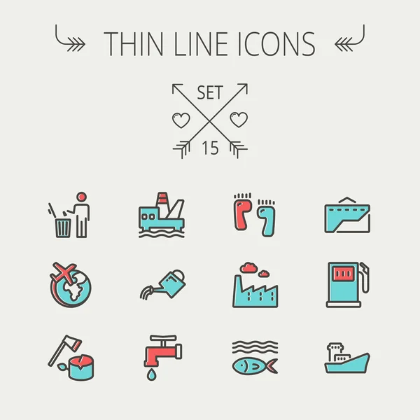 Ecologie dunne lijn pictogram — Stockvector