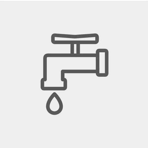 Rubinetto con icona linea sottile goccia d'acqua — Vettoriale Stock