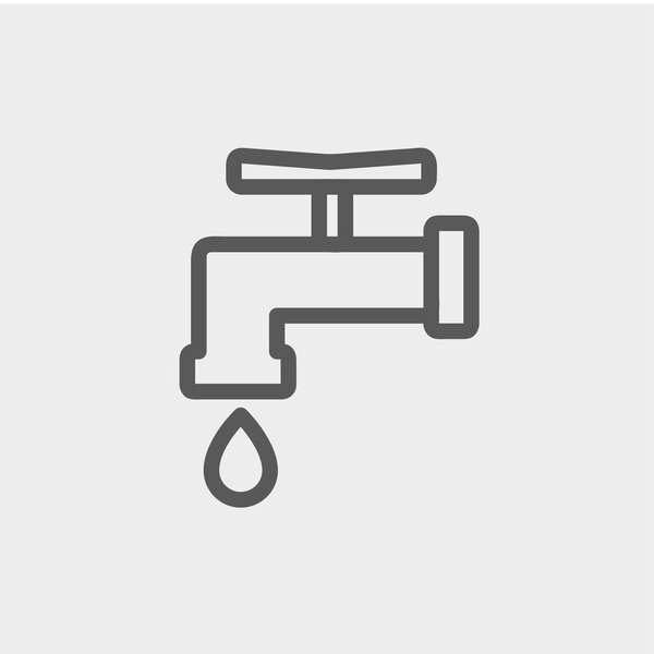 Faucet with water drop thin line icon