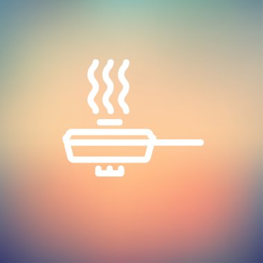 Kızartma tavası kapak ince bir çizgi simgesiyle