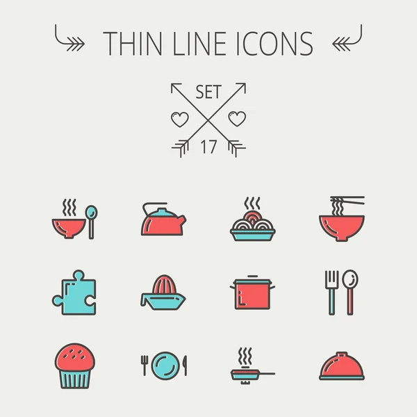 Lebensmittel dünne Linie Icon Set — Stockvektor