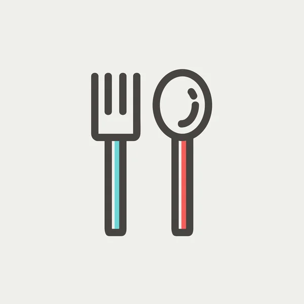 Cuchara y tenedor icono de línea delgada — Vector de stock