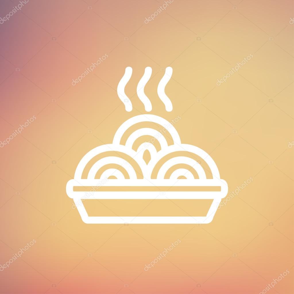 Hot meal in plate icon thin line for web and mobile, modern minimalistic flat design. Vector white icon on gradient mesh background