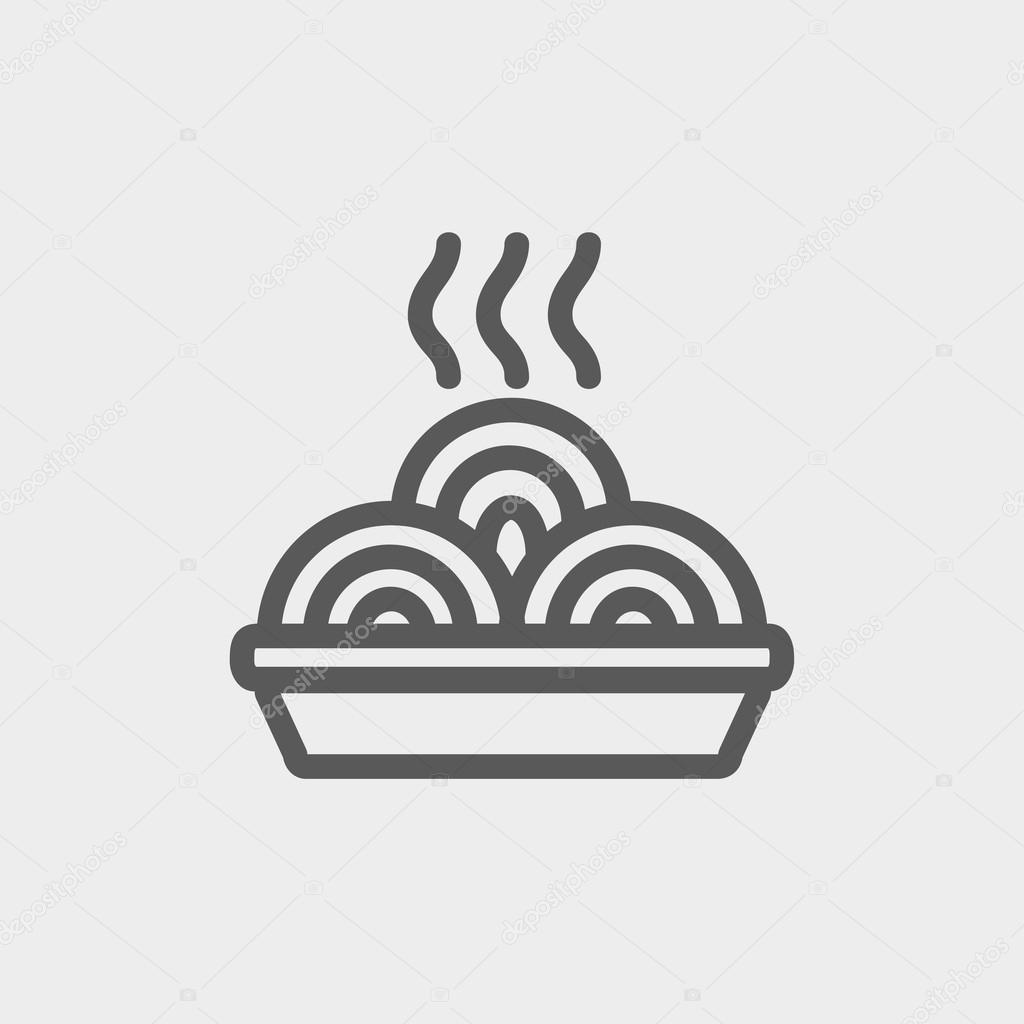 Hot meal in plate icon thin line for web and mobile, modern minimalistic flat design. Vector dark grey icon on light grey background