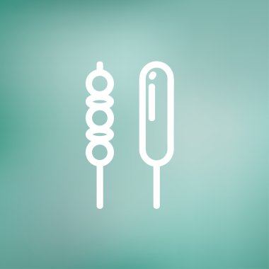 Izgara domuz eti ve hotdog ince çizgi simgesi