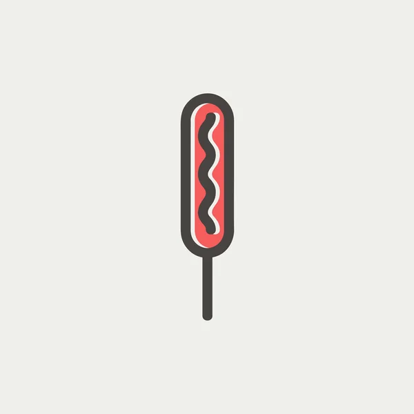 Hotdog on stick thin line icon — Stock Vector