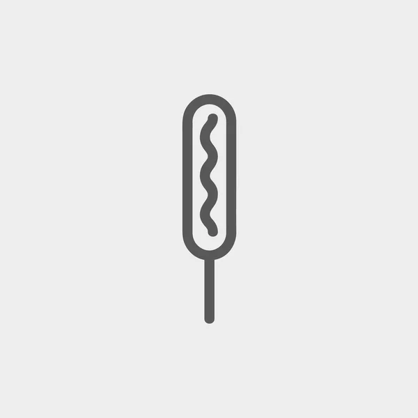 Hotdog op stok dunne lijn pictogram — Stockvector