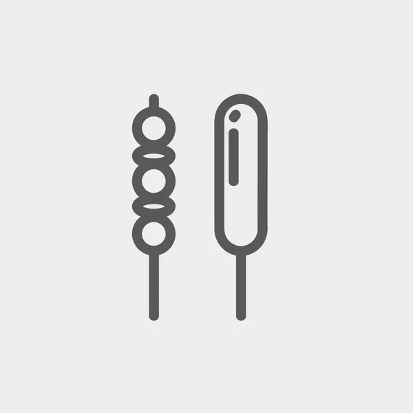 Porc grillé et hot-dog fine ligne icône — Image vectorielle