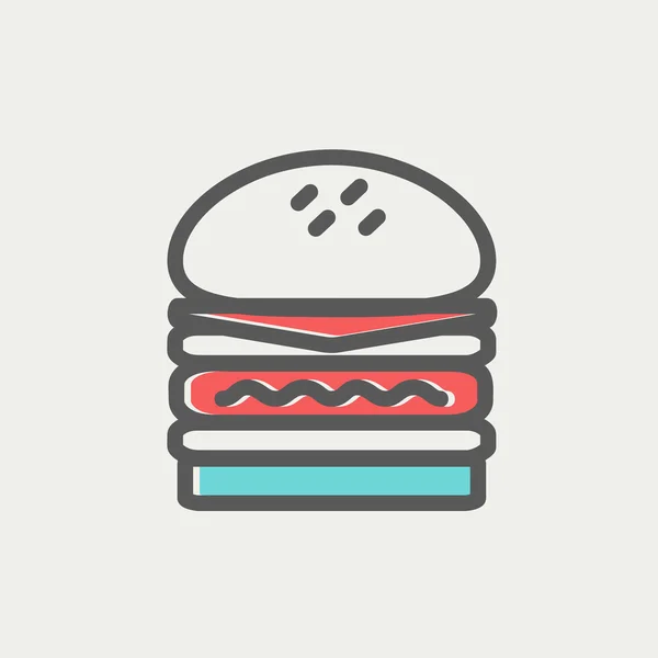 Burger duplo ícone linha fina — Vetor de Stock